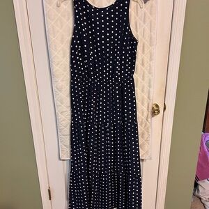 SHEIN Navy Polka Dot Maxi Dress